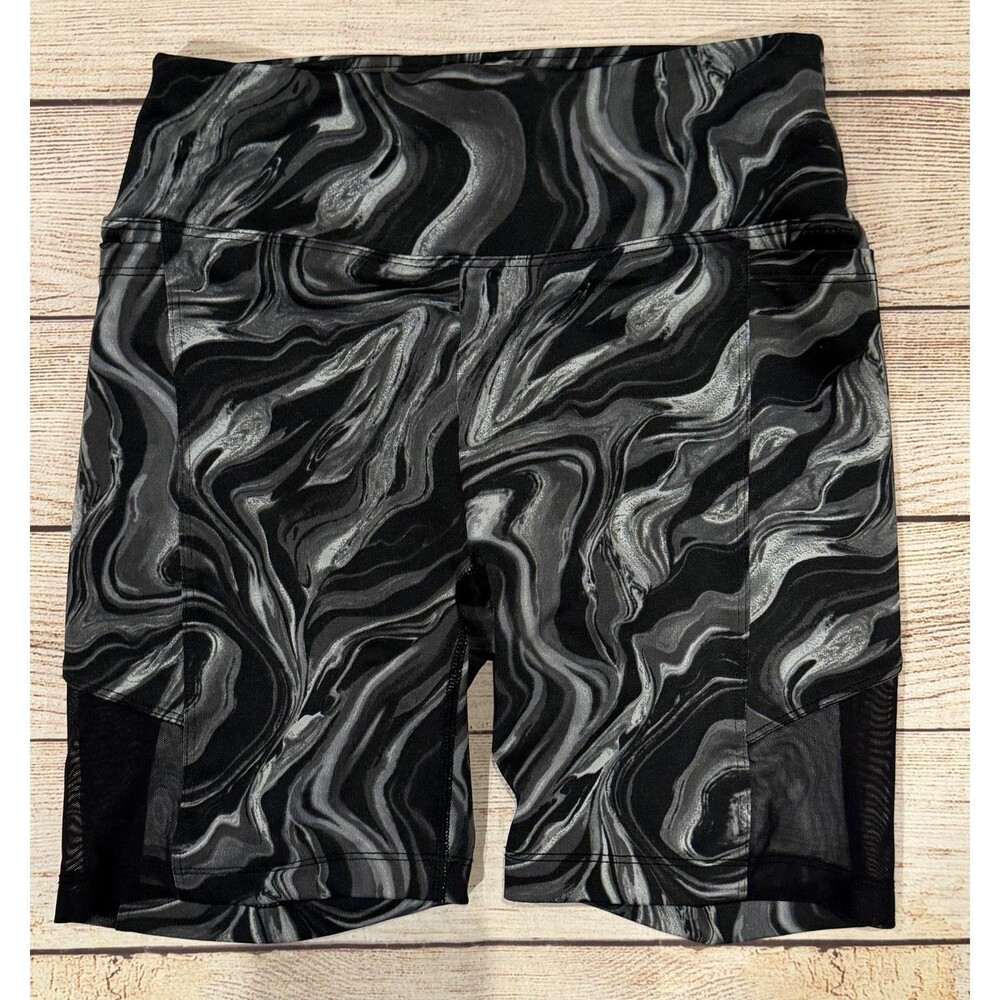 Victoria Secret PINK ULTIMATE High Waist BIKE SHORTS Yoga Black Marble XS